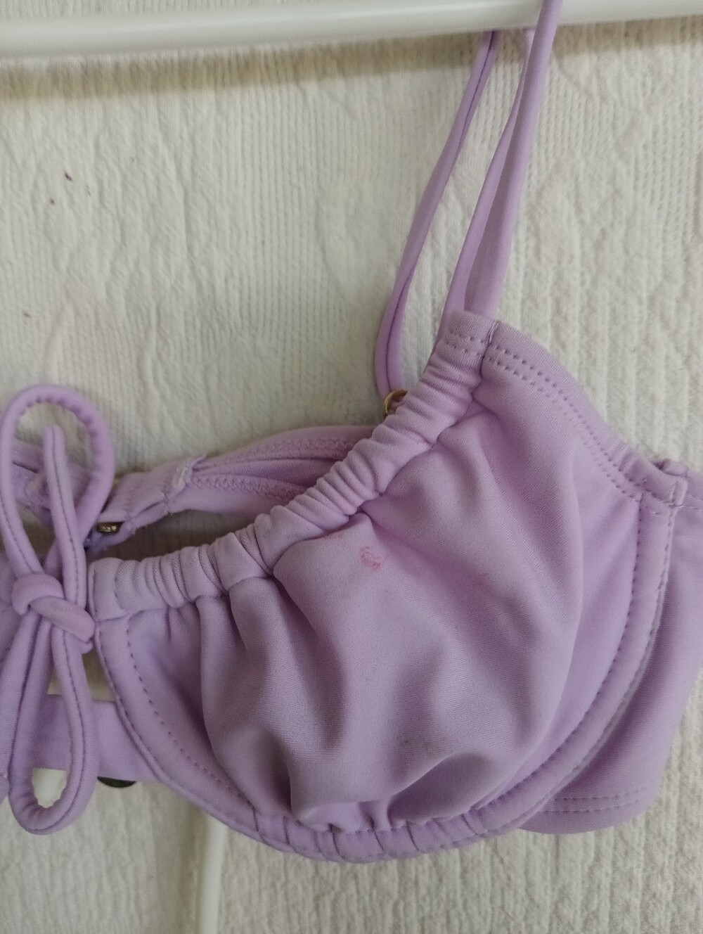 Kona Sol Lilac Tie-Front Bikini Ruched High Waist Underwire Tropical Flowers MED - Picture 6 of 15